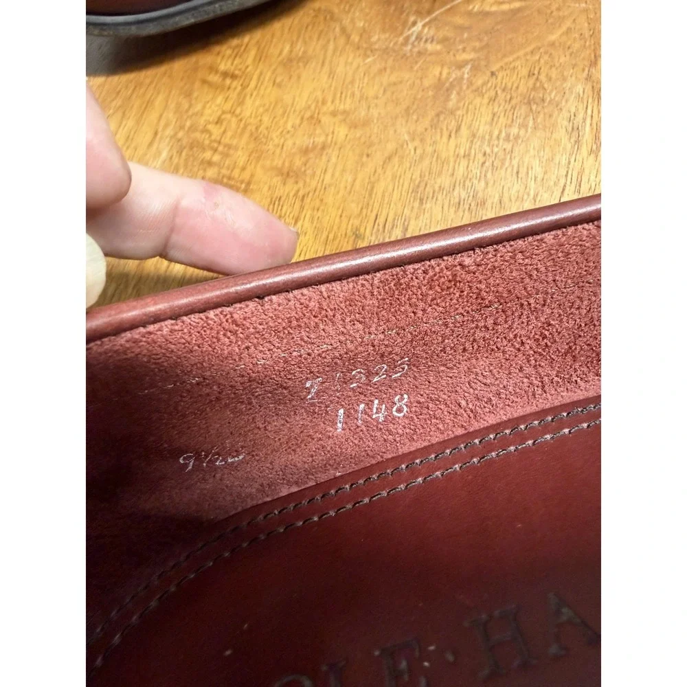VTG 90 Cole Haan USA Men's 9.5 B  Loafer Oxblood Burgundy Leather Kiltie  Shoes